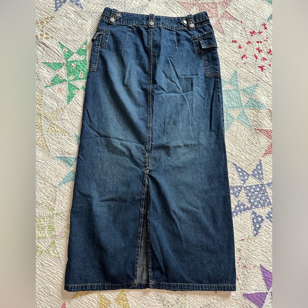 Old Navy Denim Cargo Maxi Skirt Sz 6 - Picture 2 of 3